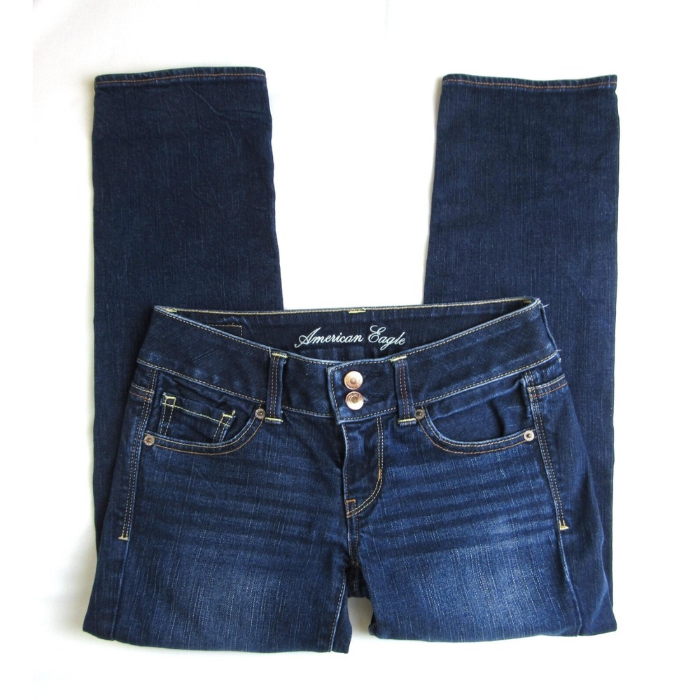 American Eagle Jeans Artist Cropped Dark Wash Women's Size 0 - Picture 2 of 7